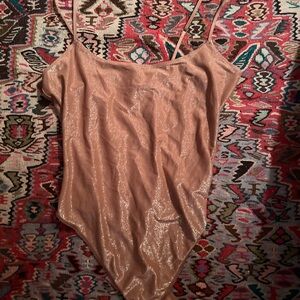 SKIMS Shimmery Nude/Beige Spaghetti-Strap Bodysuit